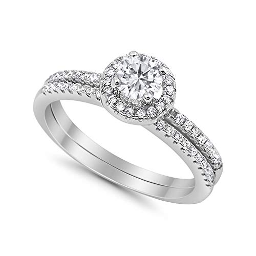 Accent Dazzling Round Simulated CZ Wedding Ring