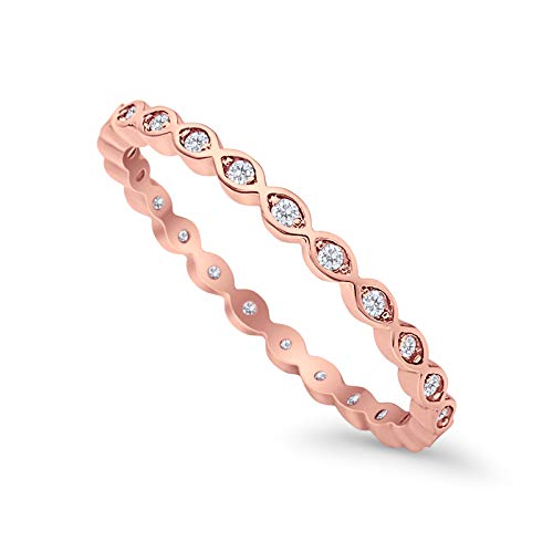 Stackable Eternity Rose Tone CZ Rings