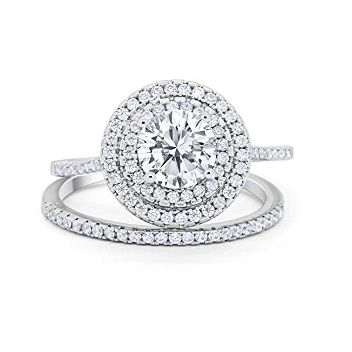 Double Halo Engagement Bridal Ring Simulated CZ