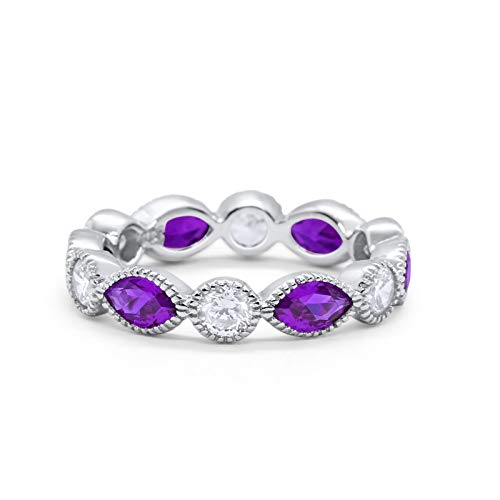 Eternity Style Marquise Ring Simulated Amethyst CZ