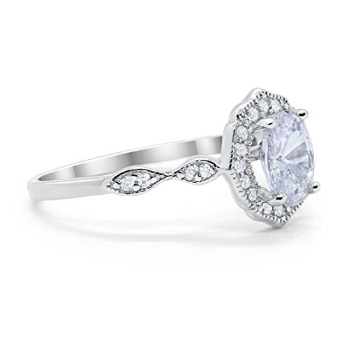 Antique Style Oval Engagement Ring Simulated Cubic Zirconia