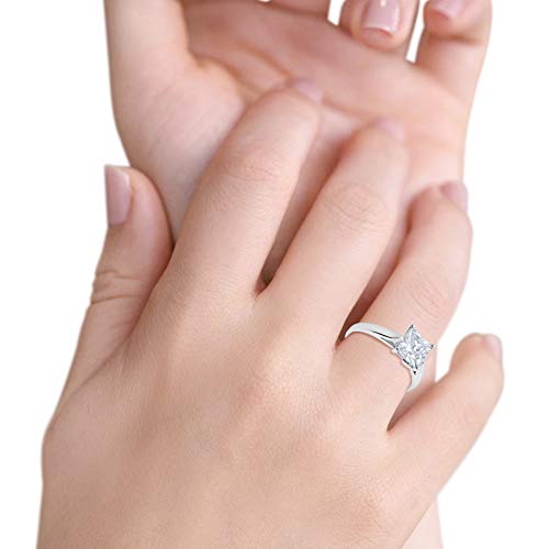 Princess Cut Clear Cubic Zirconia Solitaire Wedding Engagement Bridal Ring