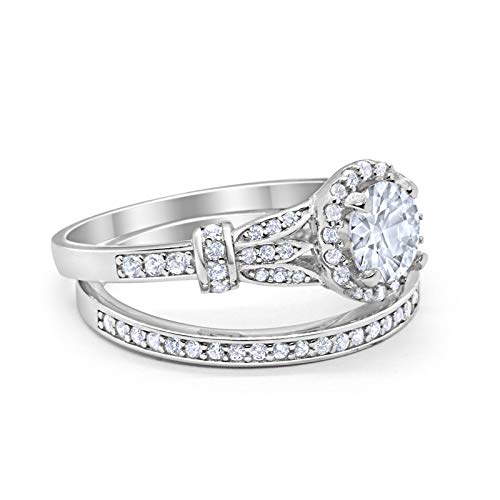 Two Piece Wedding Promise Ring Simulated Cubic Zirconia