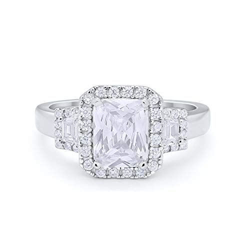 Three Stone Baguette Simulated CZ Wedding Ring