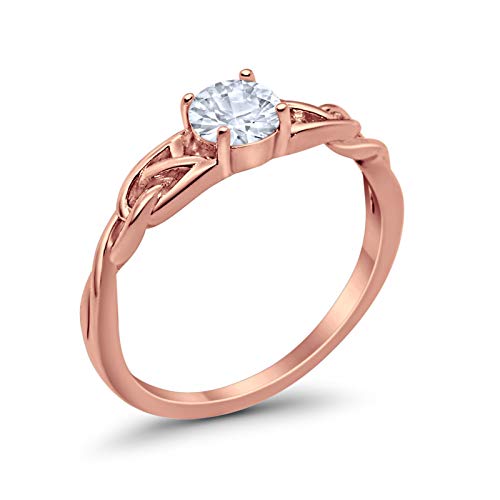 Celtic Trinity Engagement Ring Rose Tone, Simulated CZ