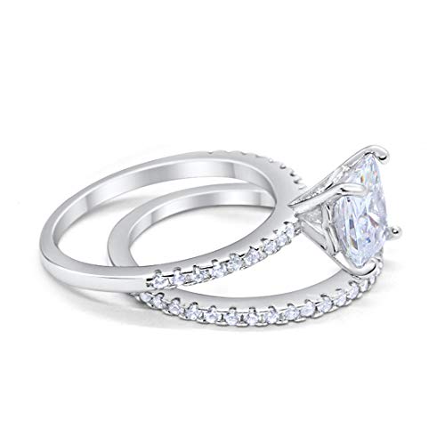 Two Piece Engagement Ring Asscher Cut Simulated CZ