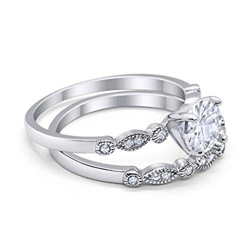 Round Art Deco Engagement Piece Ring Simulated CZ