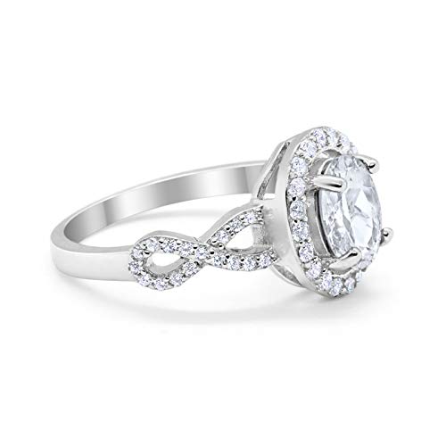 Art Deco Halo Wedding Ring Oval Round Simulated Cubic Zirconia