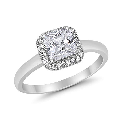 Princess Cut Simulated CZ Wedding Ring