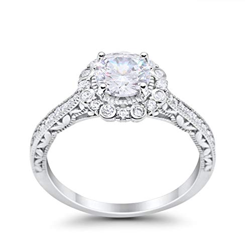 Filigree Engagement Bridal Ring Simulated Cubic Zirconia