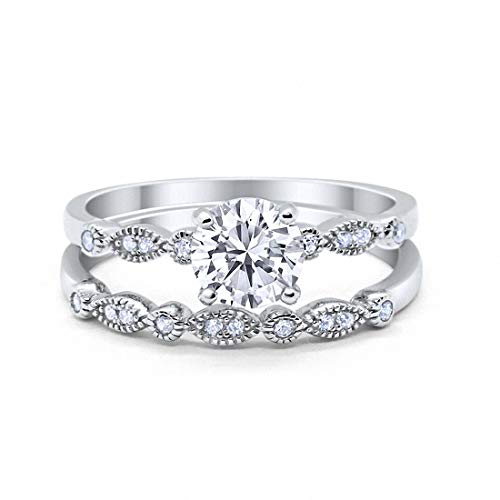 Round Art Deco Engagement Piece Ring Simulated CZ