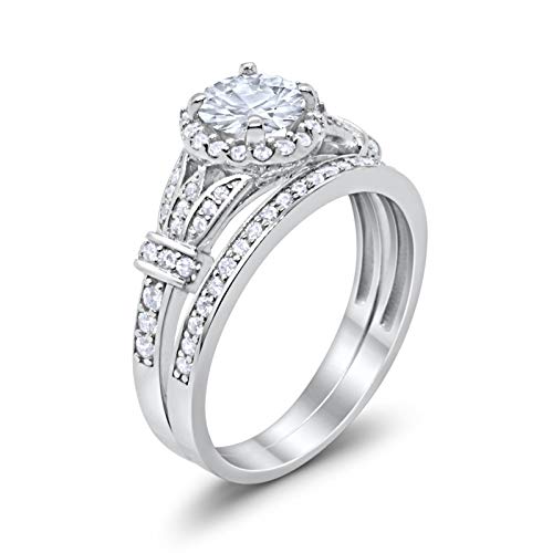 Two Piece Wedding Promise Ring Simulated Cubic Zirconia