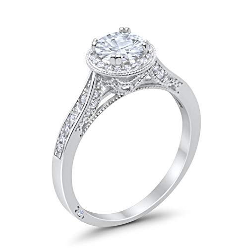 Halo Engagement Promise Ring Round Simulated Cubic Zirconia