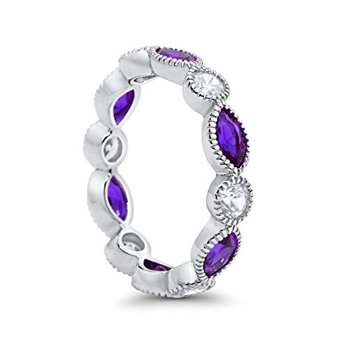 Eternity Style Marquise Ring Simulated Amethyst CZ