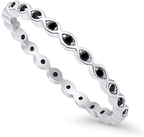 Full Eternity Stackable Band Simulated Black CZ Ring