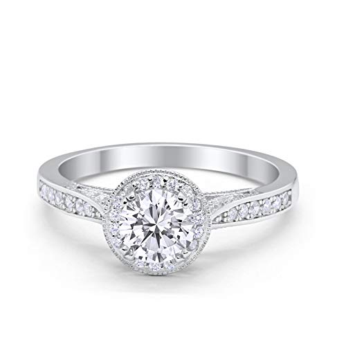 Halo Engagement Promise Ring Round Simulated Cubic Zirconia