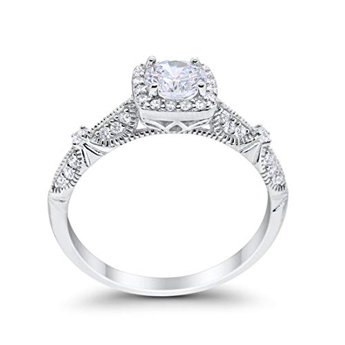 Halo Engagement Bridal Ring Simulated Cubic Zirconia