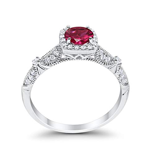 Halo Engagement Bridal Ring Simulated Ruby CZ