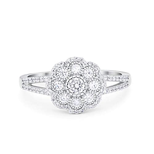 Antique Style Engagement Ring Round Simulated CZ