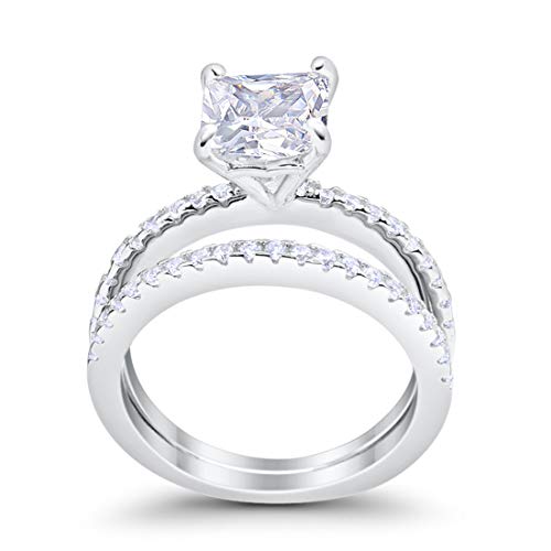 Two Piece Engagement Ring Asscher Cut Simulated CZ