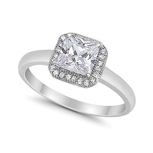 Princess Cut Simulated CZ Wedding Ring