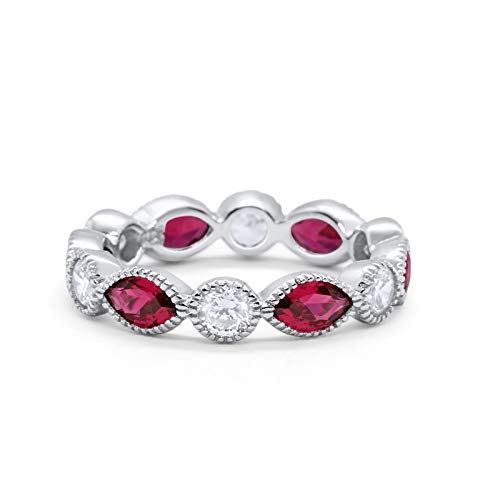 Eternity Style Ring Marquise Round Simulated Ruby CZ