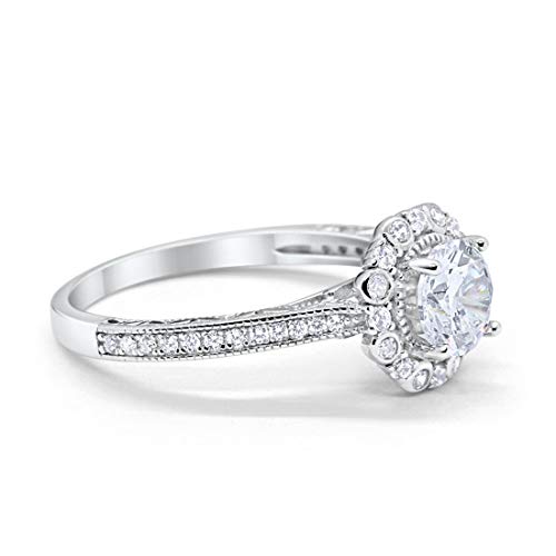 Filigree Engagement Bridal Ring Simulated Cubic Zirconia