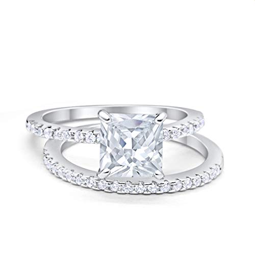 Two Piece Engagement Ring Asscher Cut Simulated CZ