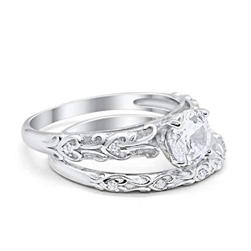 Art Deco Bridal Set Piece Simulated Cubic Zirconia Engagement Ring