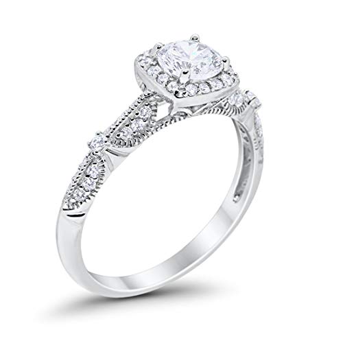 Halo Engagement Bridal Ring Simulated Cubic Zirconia