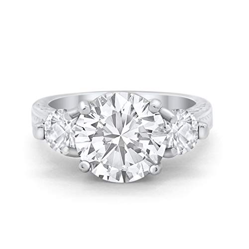 Three Stone Ring Round Simulated CZ