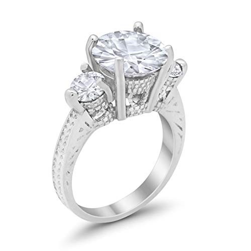 Three Stone Ring Round Simulated CZ