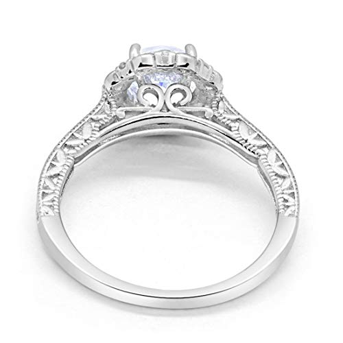 Filigree Engagement Bridal Ring Simulated Cubic Zirconia