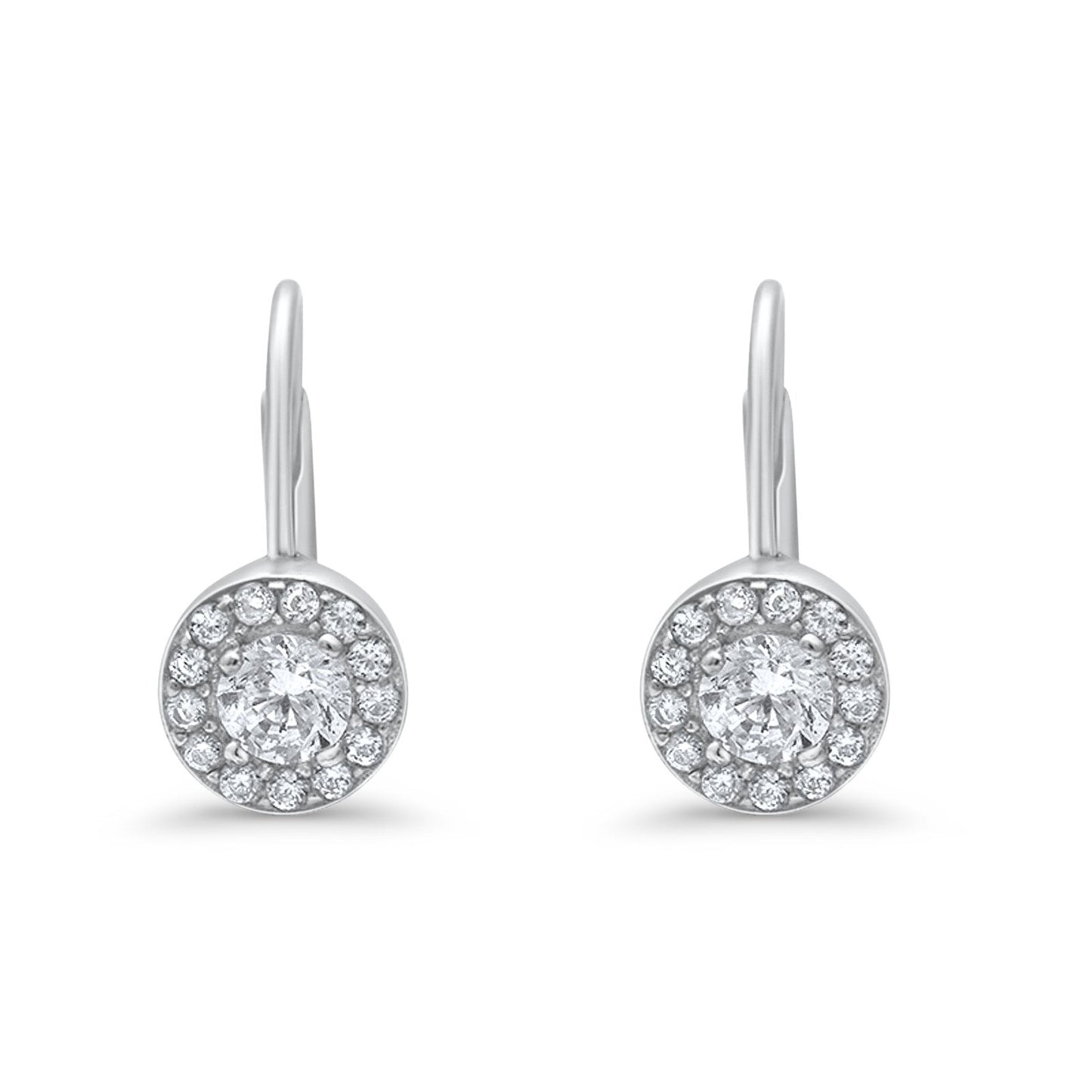 Dangling Earrings Halo Round Cut Simulated CZ