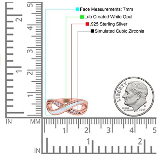 Infinity Lab Created White Opal Rose Gold Round Simulated Cubic Zirconia Ring