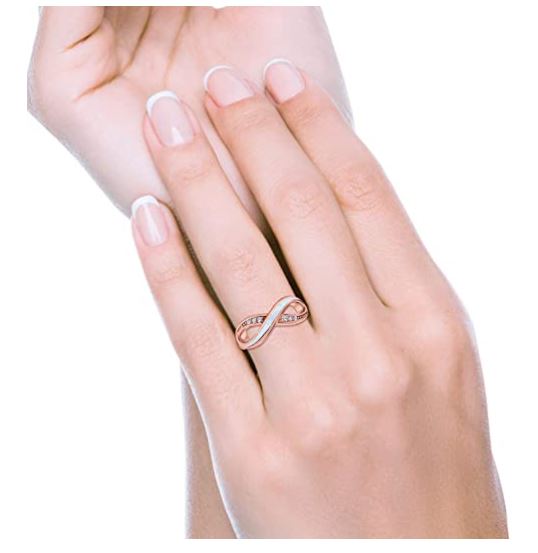 Infinity Lab Created White Opal Rose Gold Round Simulated Cubic Zirconia Ring