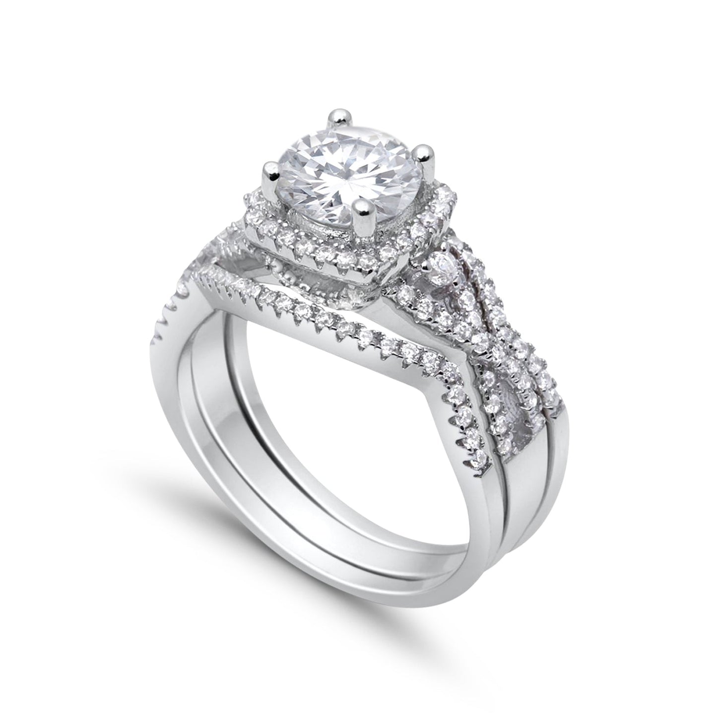 Art Deco Simulated CZ Engagement Bridal Piece Ring