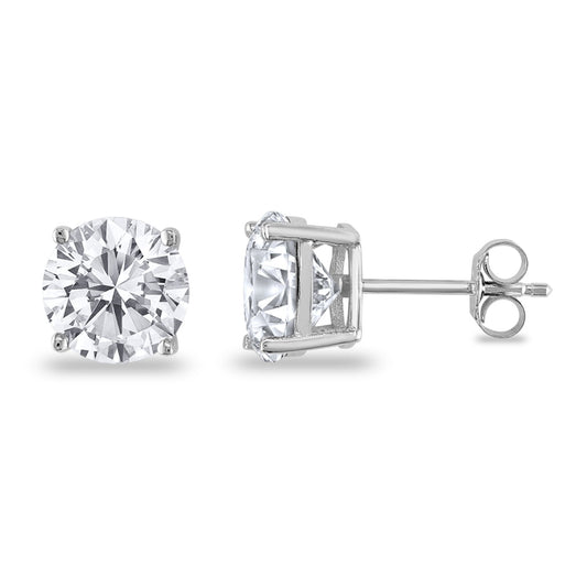 Butterfly Prong Round Simulated CZ Stud Earrings