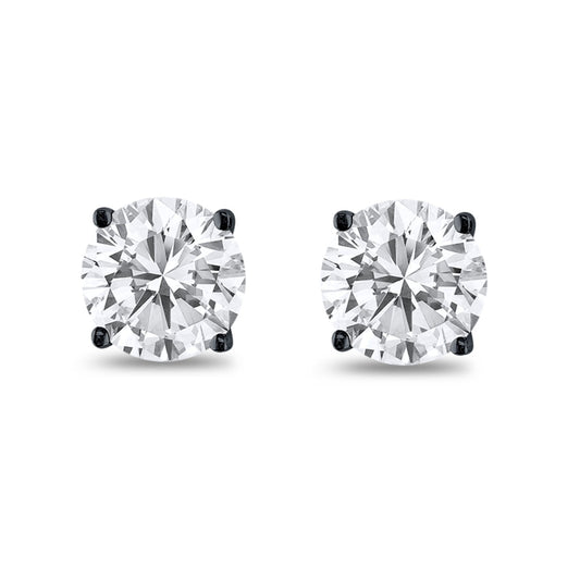 Butterfly Prong Round Casting Black Tone, Simulated Cubic Zirconia Stud Earrings