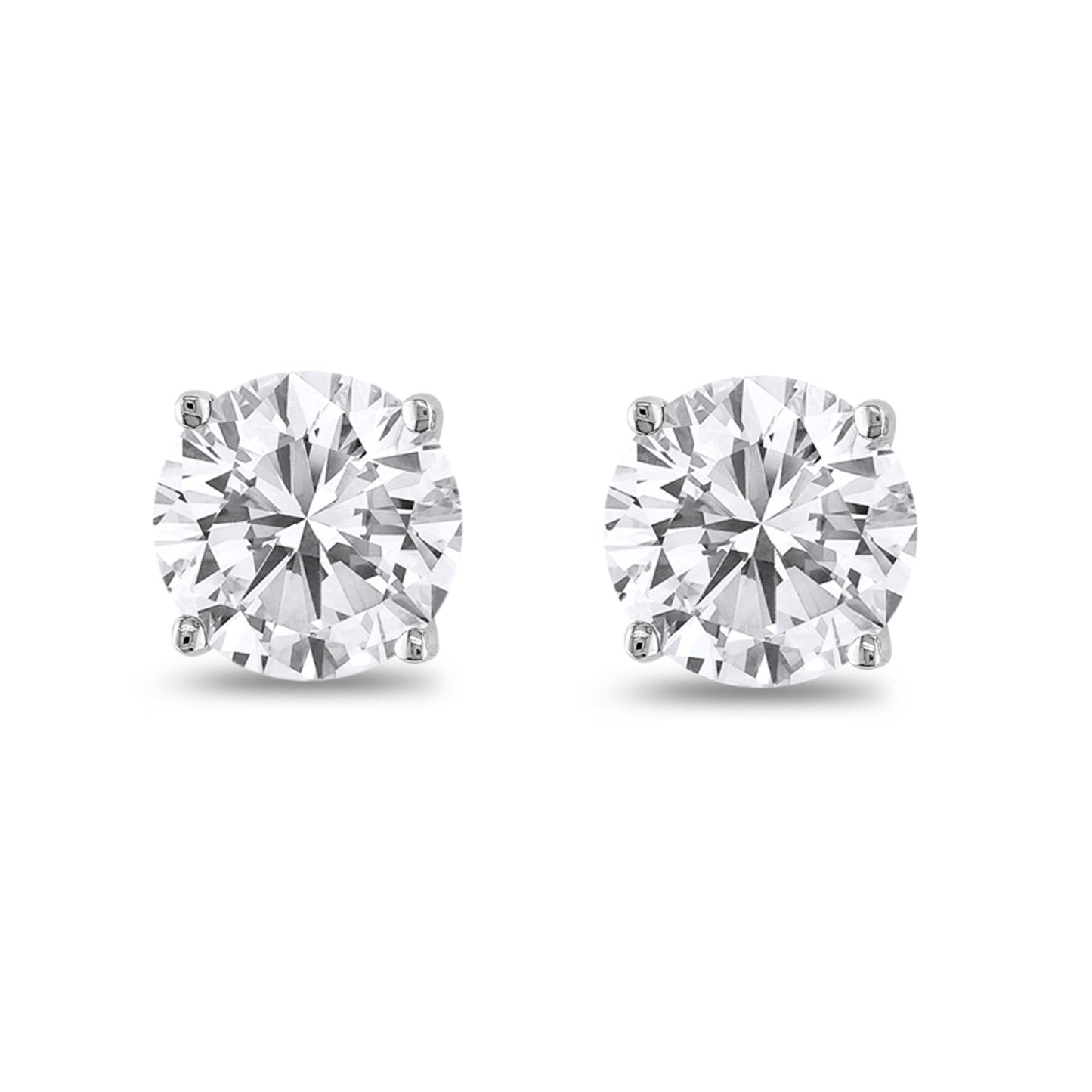 Butterfly Prong Round Simulated CZ Stud Earrings