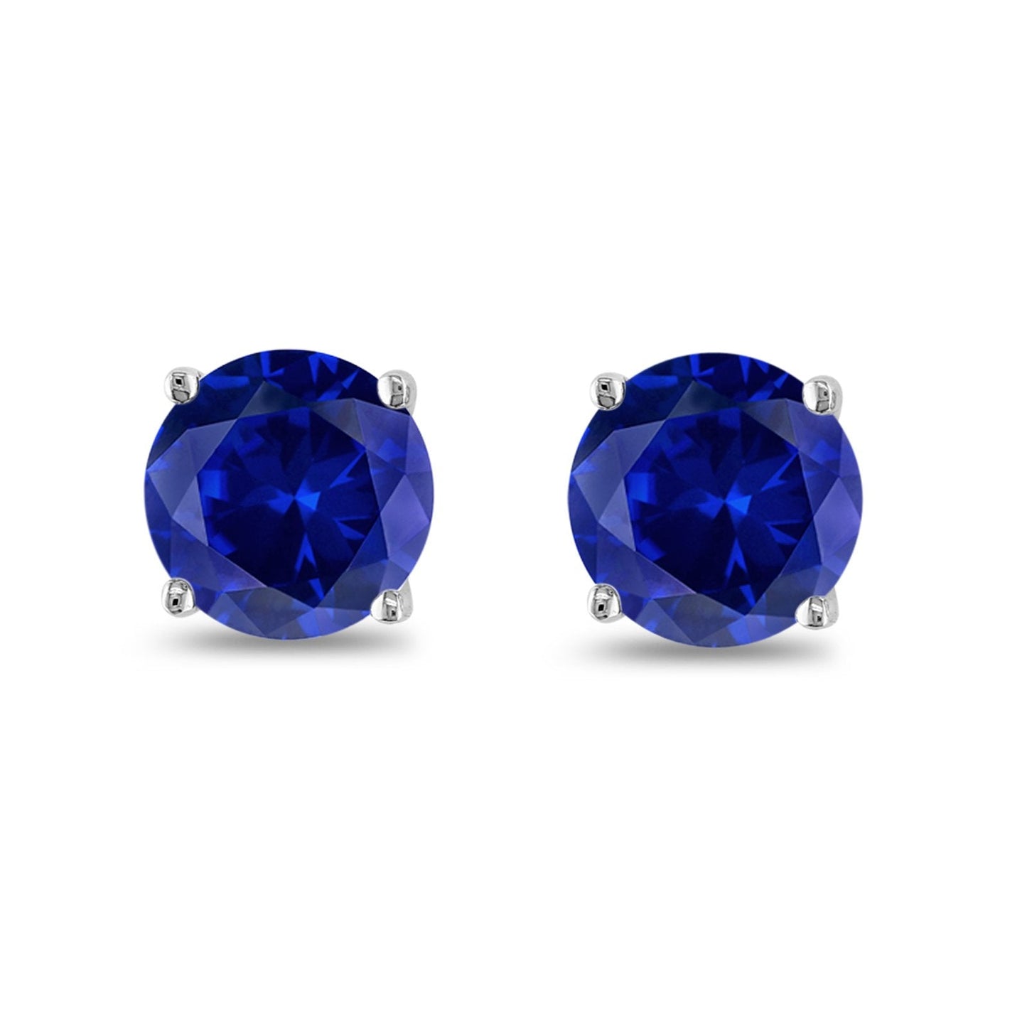 Butterfly Prong Round Simulated Blue Sapphire CZ Stud Earrings