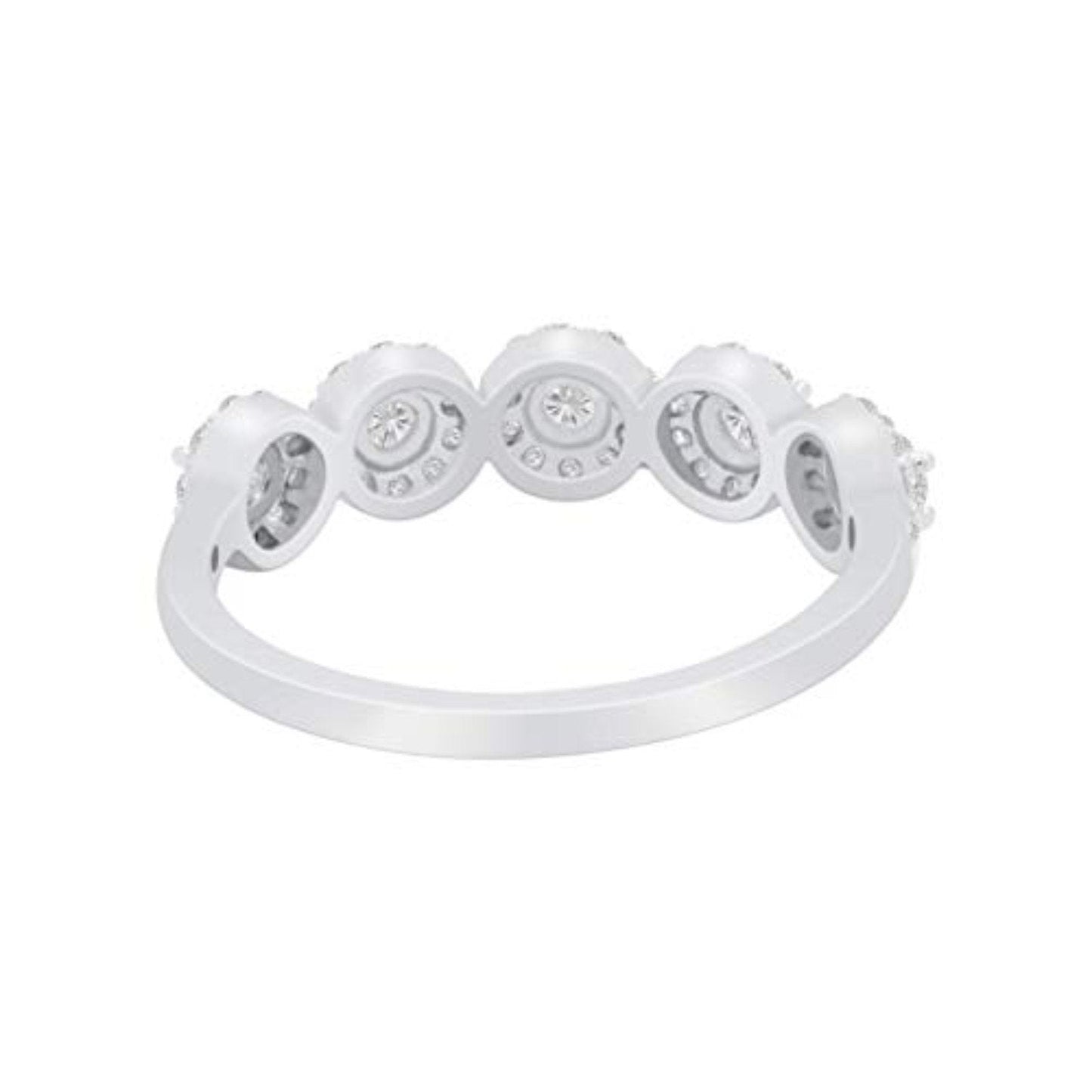 Halo Half Eternity Band Round Simulated Cubic Zirconia