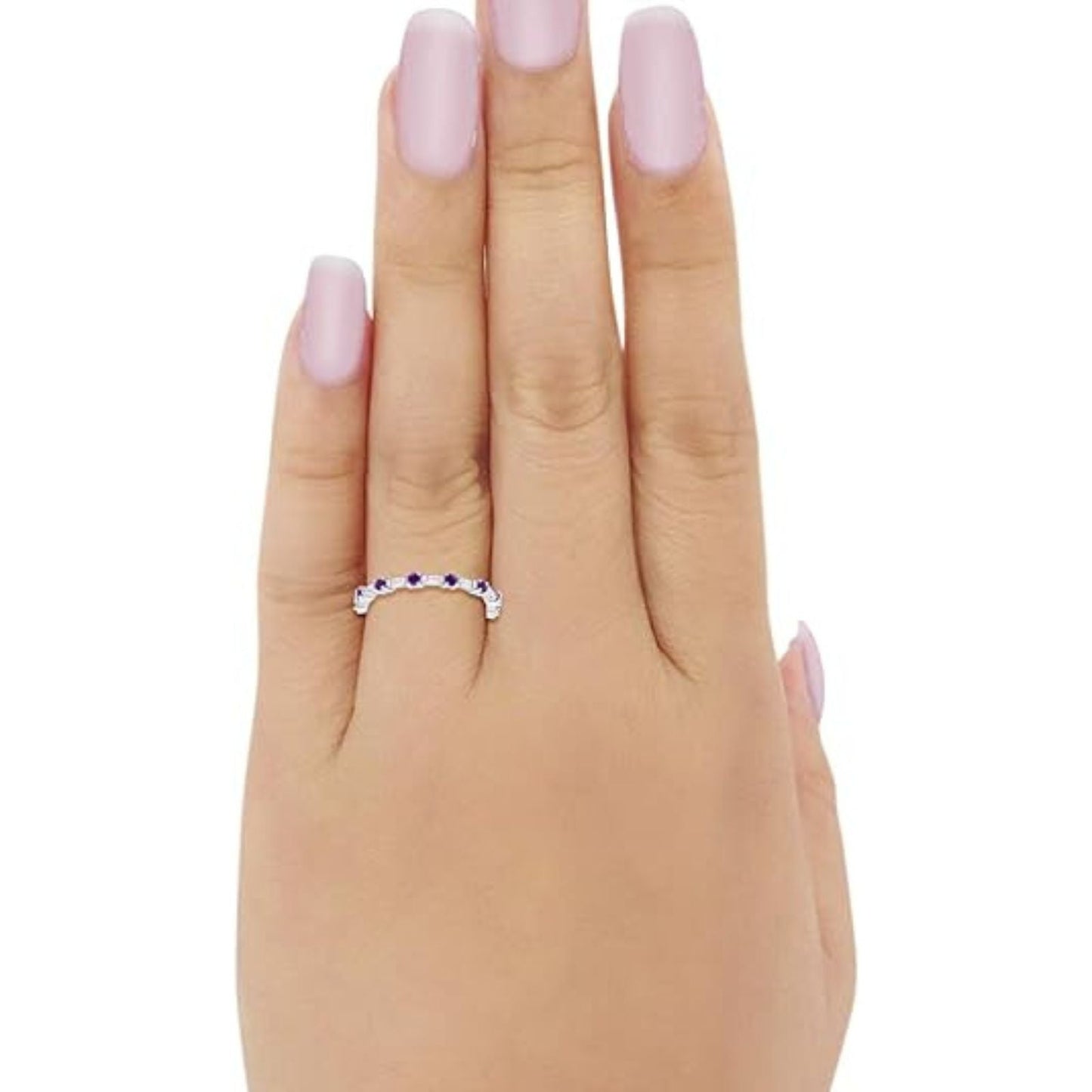 Full Eternity Ring Round Amethyst CZ Wholesale