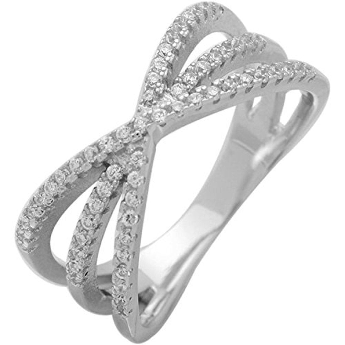 Triple X Crisscross Micro Pave Simulated CZ Accent Ring