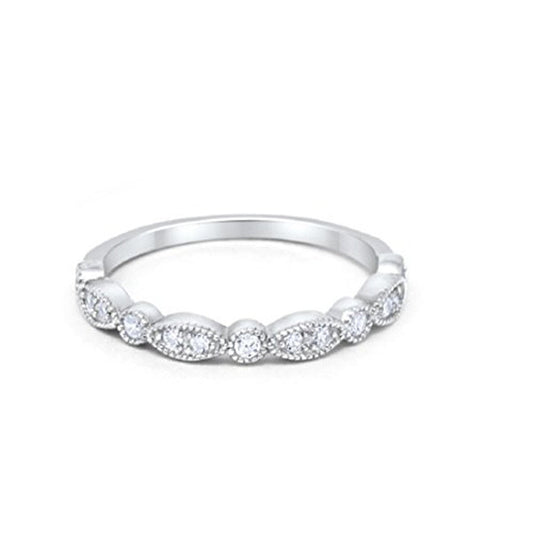 Half Eternity Wedding Band Round Simulated Clear CZ