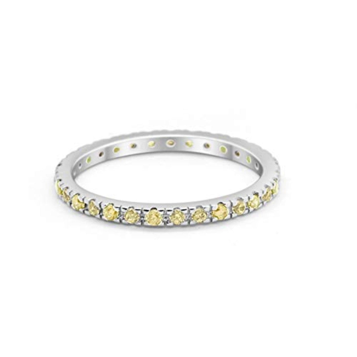 Full Eternity Stackable Band Round Simulated Yellow CZ Ring