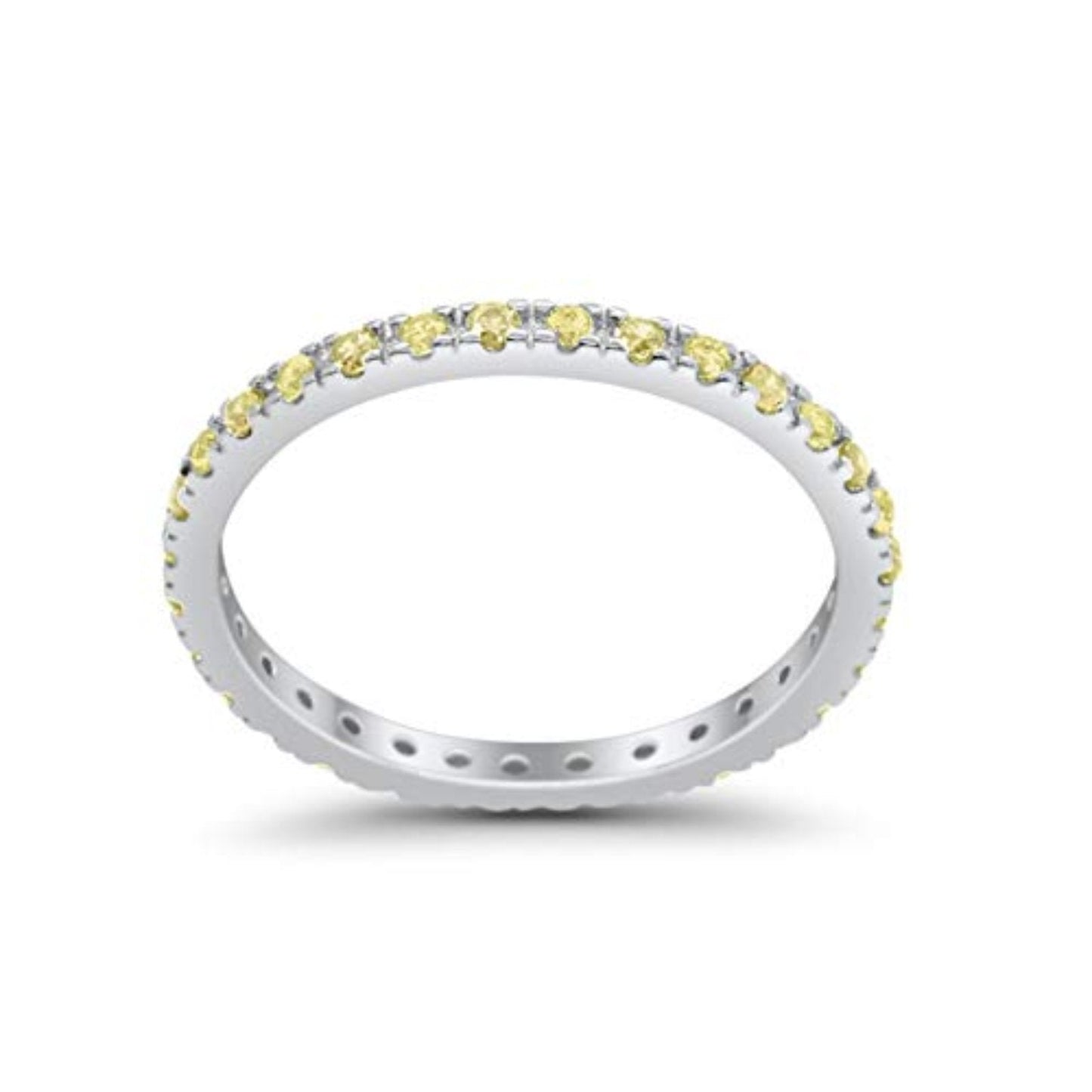 Full Eternity Stackable Band Round Simulated Yellow CZ Ring