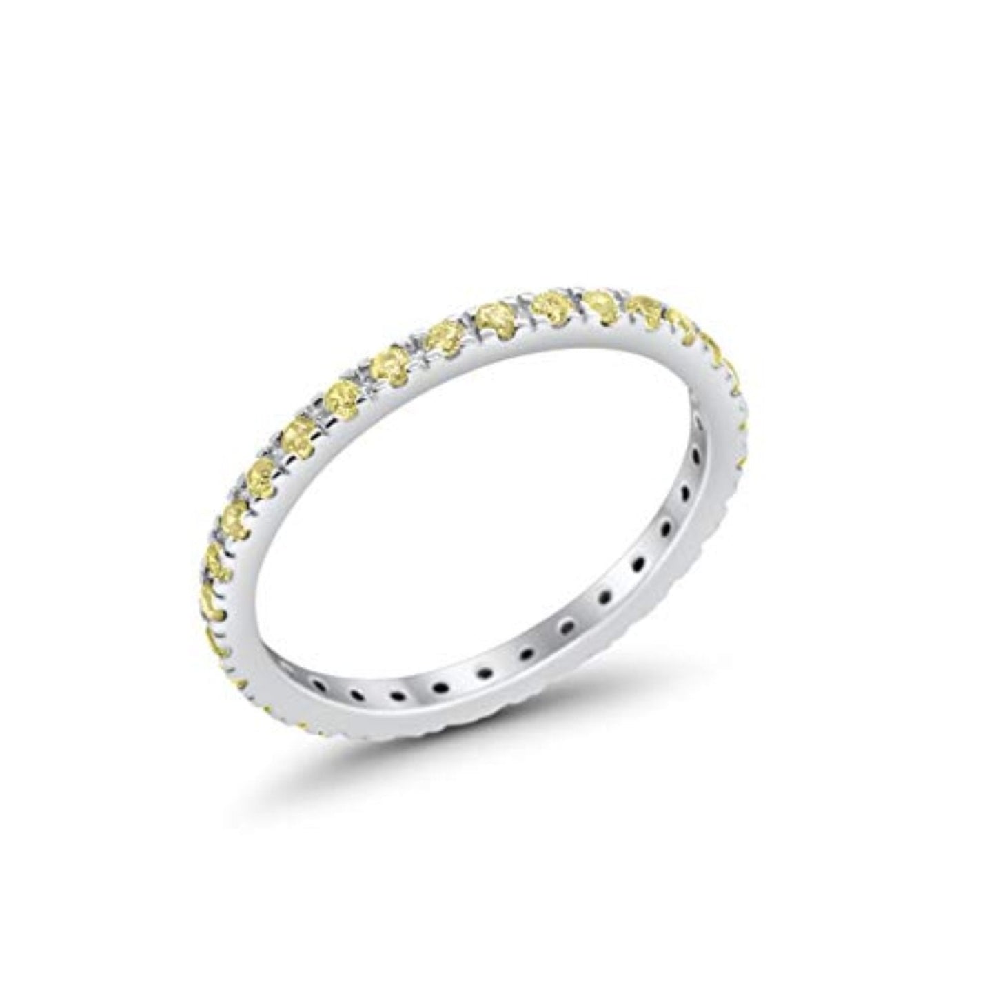 Full Eternity Stackable Band Round Simulated Yellow CZ Ring