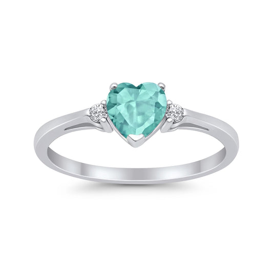 Heart Promise Engagement Ring Simulated Paraiba Tourmaline CZ