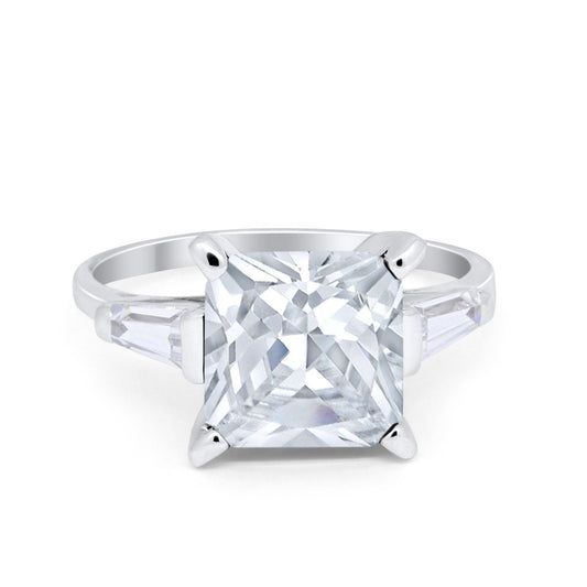 Princess Cut Baguette Simulated CZ Wedding Ring